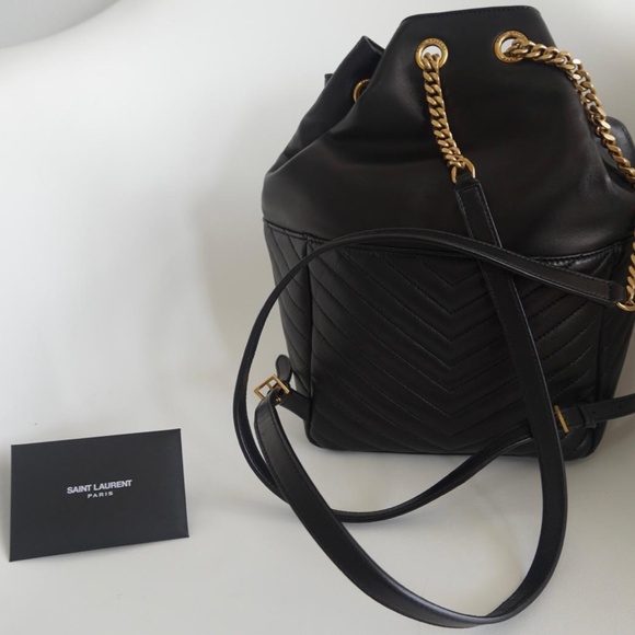 Saint Laurent Joe Quilted Black Leather Backpack in Lambskin